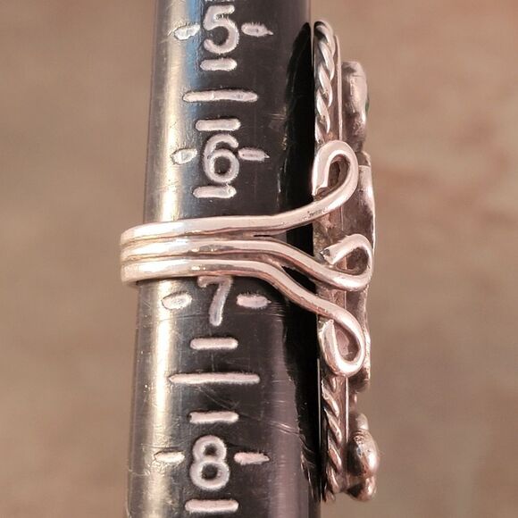 Old Pawn Navajo Organic Three Green Freeform Shaped Bezel Set Turquoise Ring B… - Picture 9 of 9
